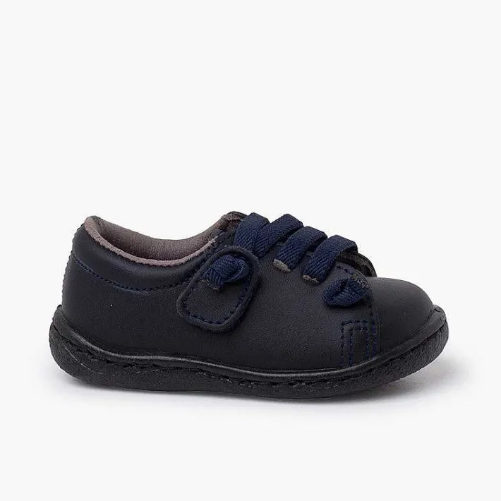 Zapatos Colegiales<Pisamonas Deportivas Piel Lavable Cordones Elasticos