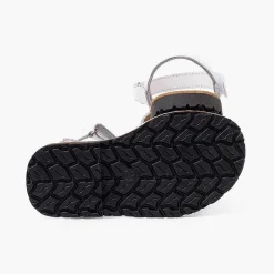Sandalias<Pisamonas Menorquinas Bicolor Anclas Niños Tira Adherente Color Blanco Y Azul Jeans