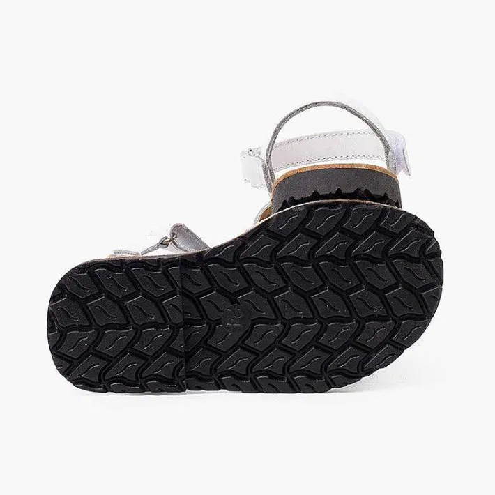 Sandalias<Pisamonas Menorquinas Bicolor Anclas Niños Tira Adherente Color Blanco Y Azul Jeans