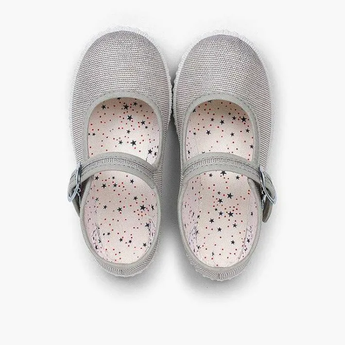 Zapatillas<Pisamonas Mercedita Hebilla Lona Con Brillos