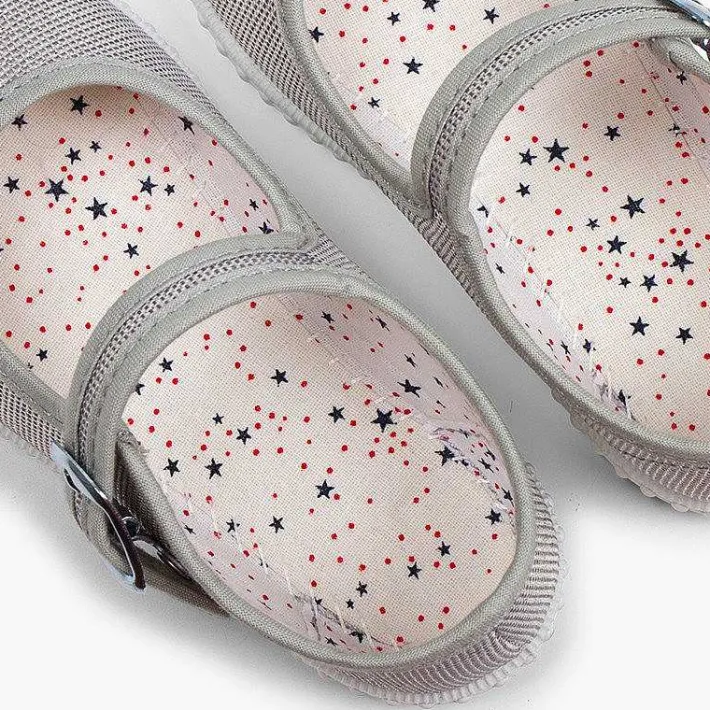 Zapatillas<Pisamonas Mercedita Hebilla Lona Con Brillos