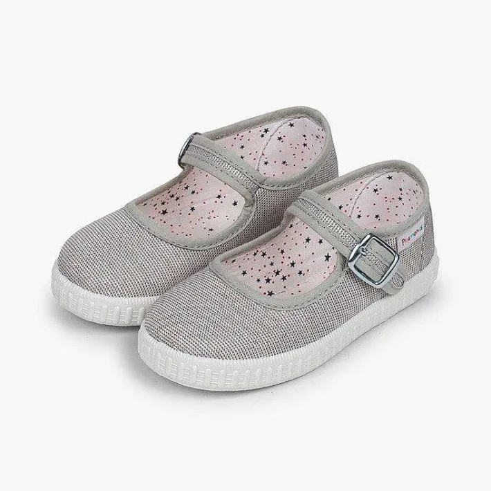 Zapatillas<Pisamonas Mercedita Hebilla Lona Con Brillos