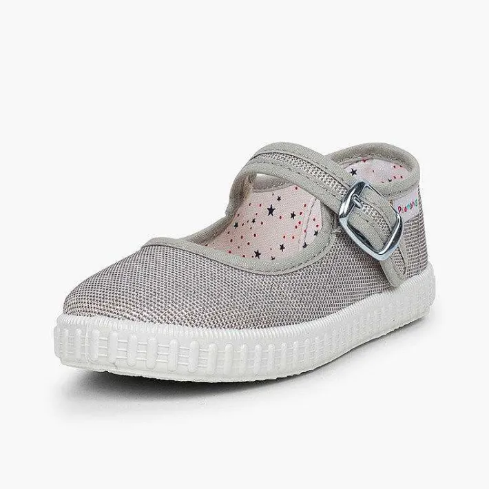 Zapatillas<Pisamonas Mercedita Hebilla Lona Con Brillos