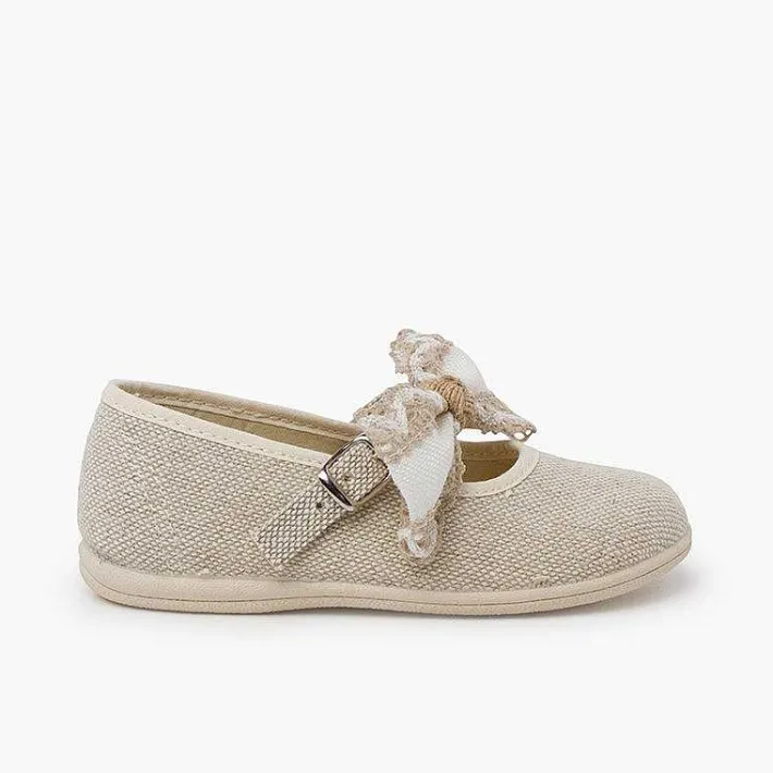Zapatos Comunión<Pisamonas Mercedita Lazo Con Puntilla Ceremonia Color Crudo