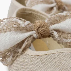 Zapatos Comunión<Pisamonas Mercedita Lazo Con Puntilla Ceremonia Color Crudo