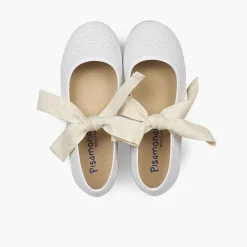 Zapatos Comunión<Pisamonas Mercedita Lino Con Lazo Crudo