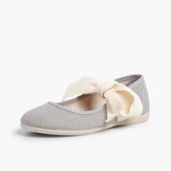 Zapatos Comunión<Pisamonas Mercedita Lino Con Lazo Crudo