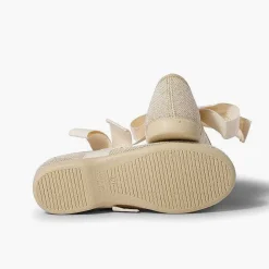 Zapatos Comunión<Pisamonas Mercedita Lino Con Lazo Crudo