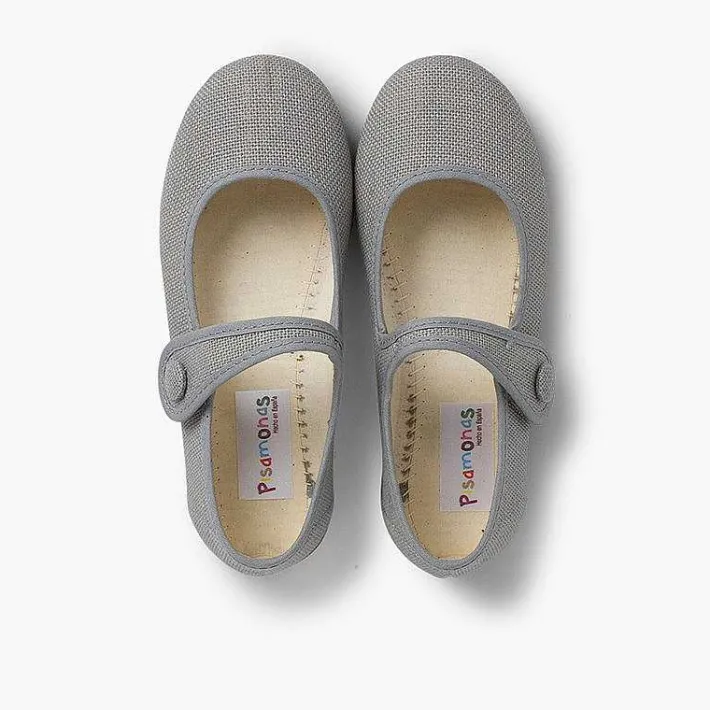 Zapatos Comunión<Pisamonas Mercedita Niña Lino Tira Adherente Boton