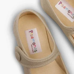 Zapatos Comunión<Pisamonas Mercedita Niña Lino Tira Adherente Boton