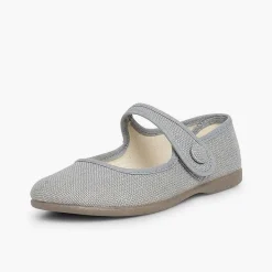 Zapatos Comunión<Pisamonas Mercedita Niña Lino Tira Adherente Boton
