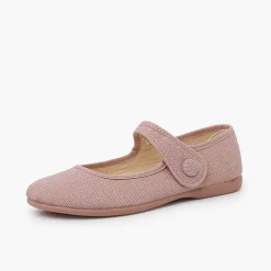 Zapatos Comunión<Pisamonas Mercedita Niña Lino Tira Adherente Boton