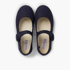 Zapatos Comunión<Pisamonas Mercedita Niña Lino Tira Adherente Boton