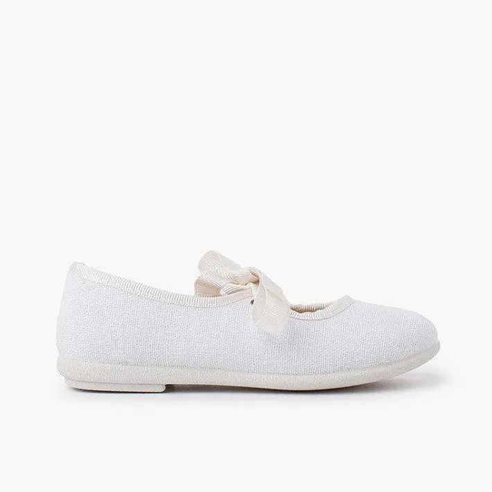 Zapatos Comunión<Pisamonas Mercedita Tipo Lino Cierre Lazo