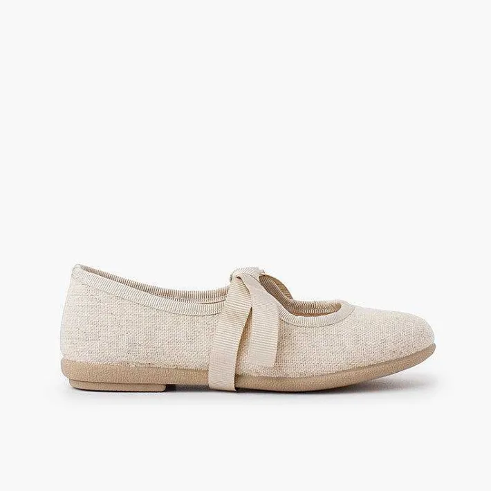 Zapatos Comunión<Pisamonas Mercedita Tipo Lino Cierre Lazo