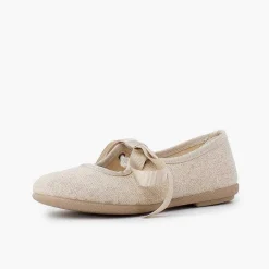 Zapatos Comunión<Pisamonas Mercedita Tipo Lino Cierre Lazo