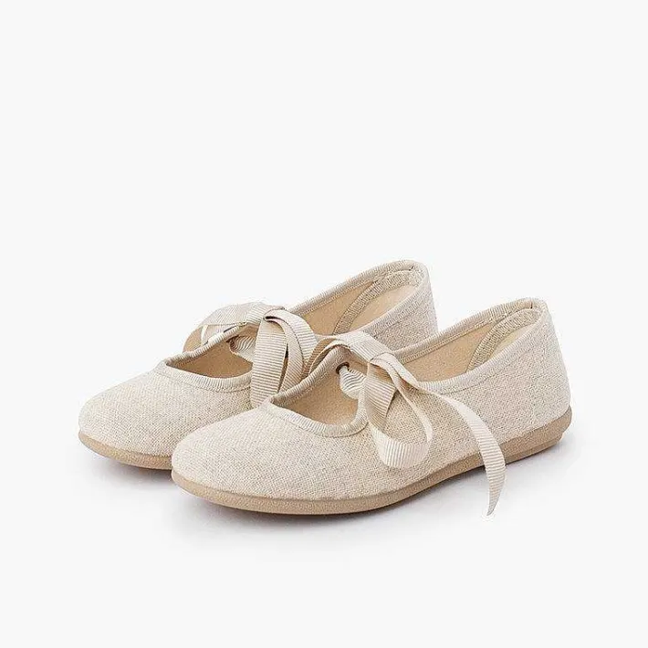Zapatos Comunión<Pisamonas Mercedita Tipo Lino Cierre Lazo