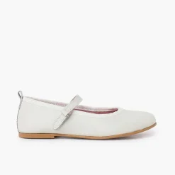 Zapatos Comunión<Pisamonas Merceditas Ceremonia Niña Tira Adherente Fina