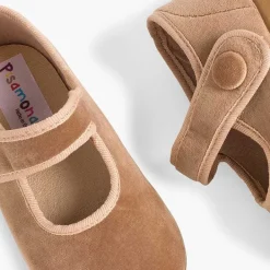 Merceditas Niña<Pisamonas Merceditas De Terciopelo Con Boton Tira Adherente Para Niñas