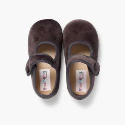Merceditas Niña<Pisamonas Merceditas De Terciopelo Con Boton Tira Adherente Para Niñas