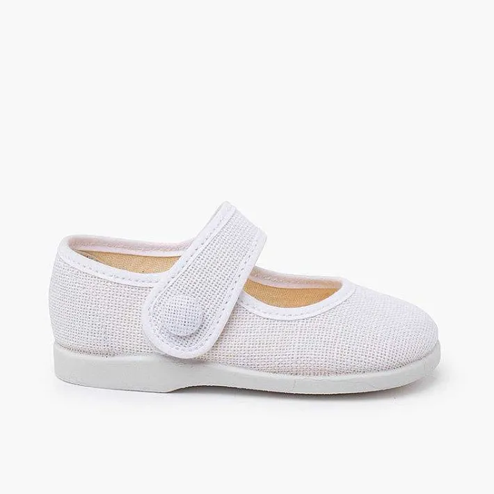 Zapatos Comunión<Pisamonas Merceditas Lino Adorno Boton