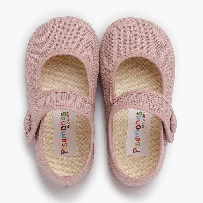 Zapatos Comunión<Pisamonas Merceditas Lino Adorno Boton