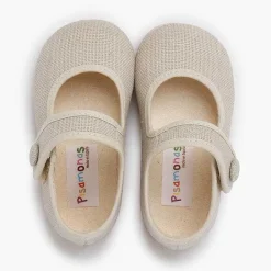 Zapatos Comunión<Pisamonas Merceditas Lino Adorno Boton