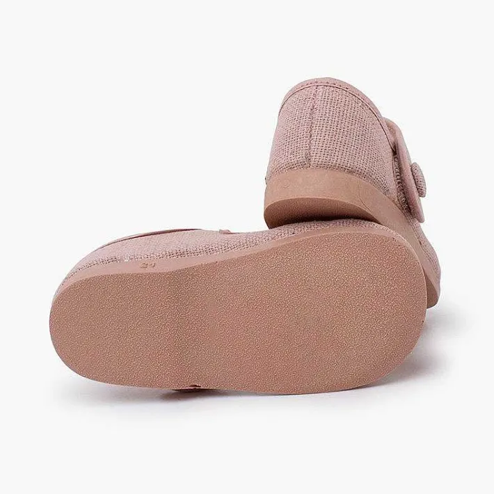 Zapatos Comunión<Pisamonas Merceditas Lino Adorno Boton