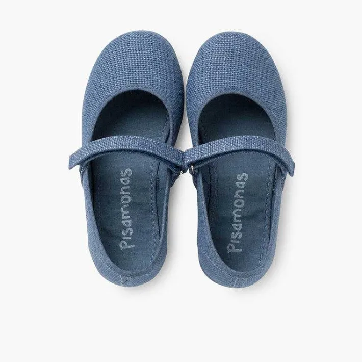 Zapatos Comunión<Pisamonas Merceditas Niña De Lino Tira Adherente Fino