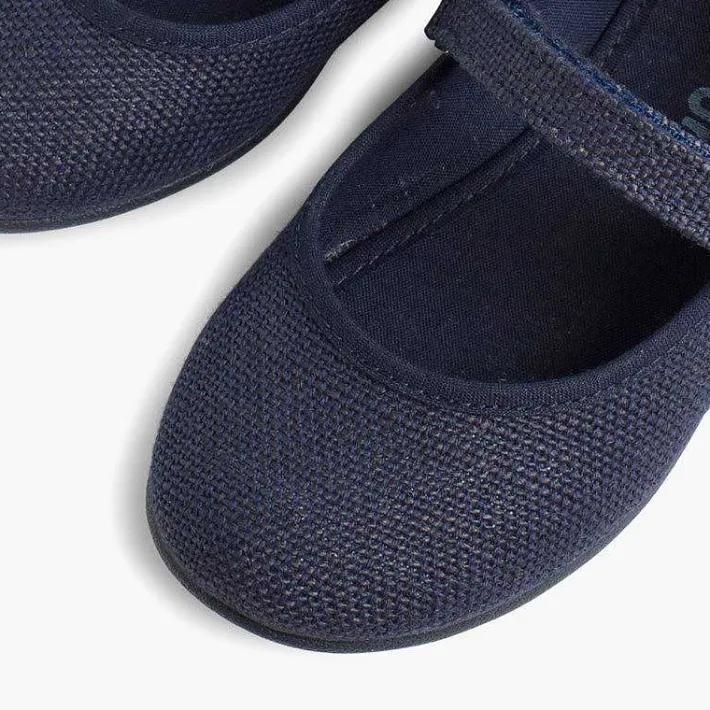 Zapatos Comunión<Pisamonas Merceditas Niña De Lino Tira Adherente Fino