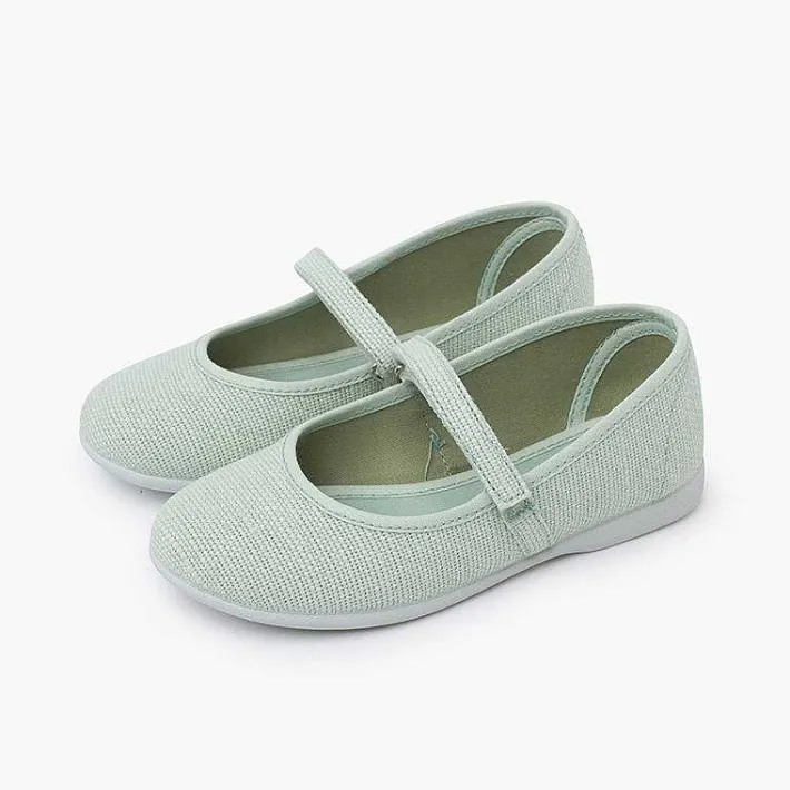 Zapatos Comunión<Pisamonas Merceditas Niña De Lino Tira Adherente Fino