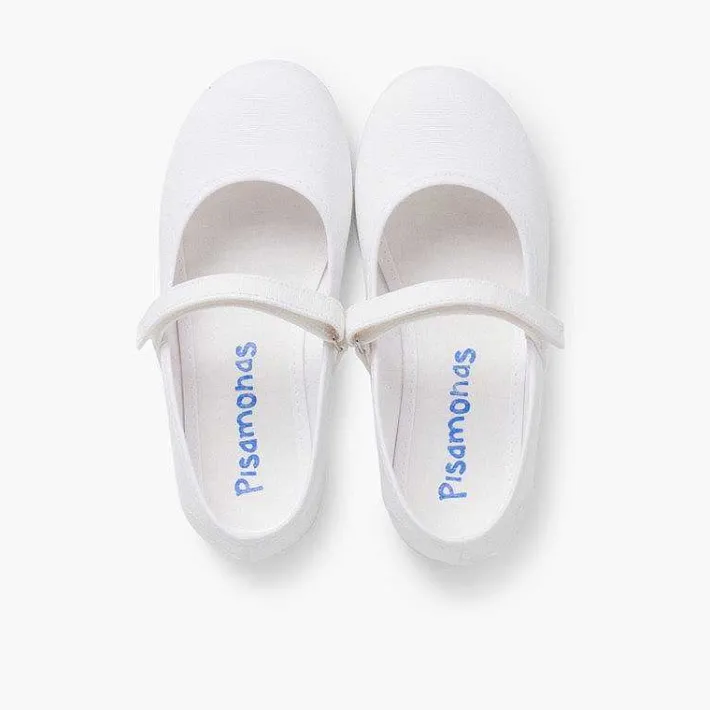 Zapatos Comunión<Pisamonas Merceditas Niña Tela Tira Adherente Fina