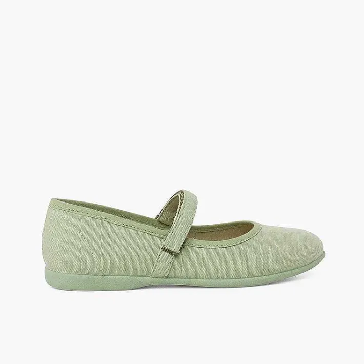 Zapatos Comunión<Pisamonas Merceditas Niña Tela Tira Adherente Fina