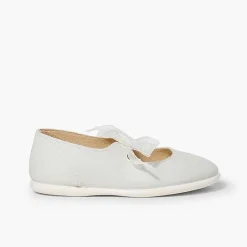 Zapatos Comunión<Pisamonas Merceditas Piel Lazo Organza