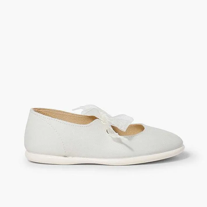Zapatos Comunión<Pisamonas Merceditas Piel Lazo Organza