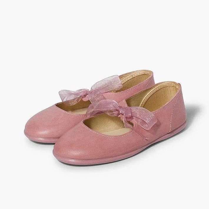 Zapatos Comunión<Pisamonas Merceditas Piel Lazo Organza