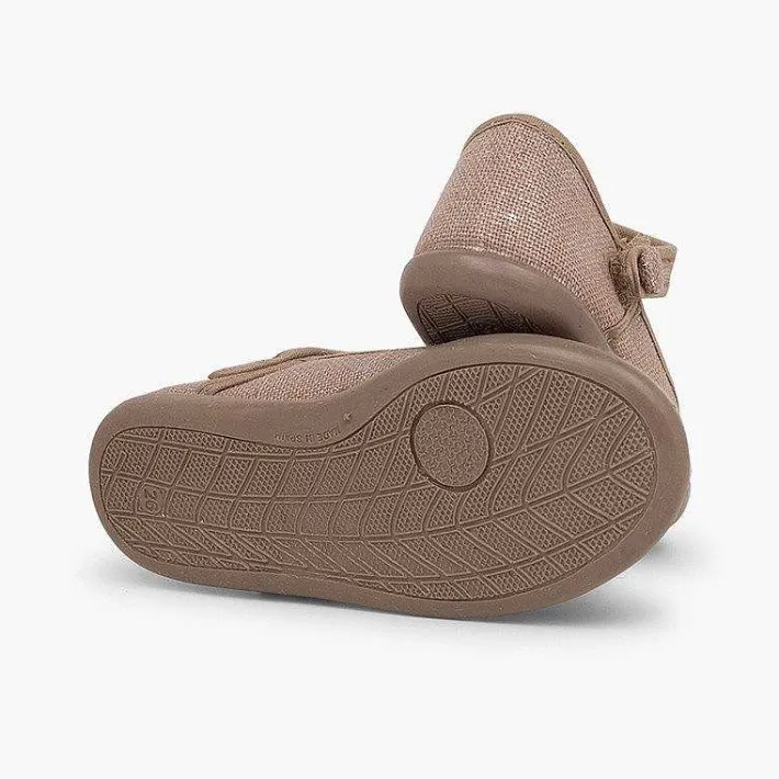 Zapatos Comunión<Pisamonas Merceditas Tira Adherente En Lino Metalizado