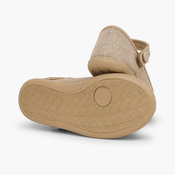 Zapatos Comunión<Pisamonas Merceditas Tira Adherente En Lino Metalizado