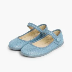 Zapatos Comunión<Pisamonas Merceditas Tira Adherente En Lino Metalizado