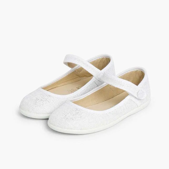 Zapatos Comunión<Pisamonas Merceditas Tira Adherente En Lino Metalizado