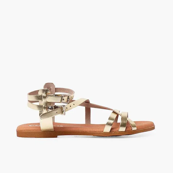 Sandalias<Pisamonas Sandalias Mujer Metalizadas Piel Con Pulsera