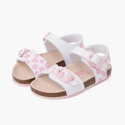 Sandalias<Pisamonas Sandalias Niña Con Flores, Doble Hebilla Y Suela Bio Color Blanco