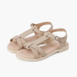 Sandalias<Pisamonas Sandalias Niña De Piel Suave Con Tira Central Trenzada
