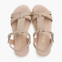 Sandalias<Pisamonas Sandalias Niña De Piel Suave Con Tira Central Trenzada
