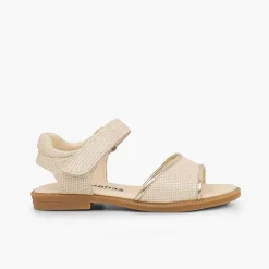 Sandalias<Pisamonas Sandalias Niña Piel Grabada Brillante Tira Adherente
