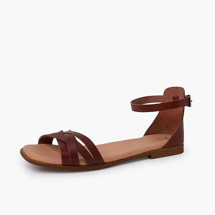Sandalias<Pisamonas Sandalias Niña Y Mujer En Piel Con Tiras Y Talonera