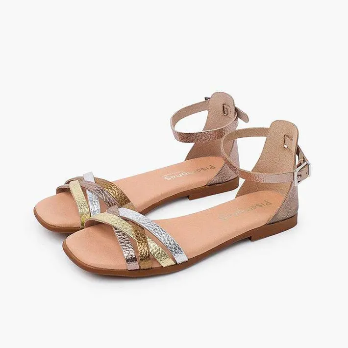 Sandalias<Pisamonas Sandalias Niña Y Mujer En Piel Con Tiras Y Talonera