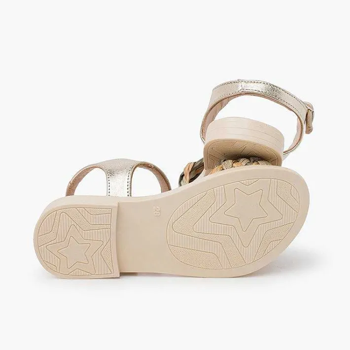 Sandalias<Pisamonas Sandalias Niña Y Mujer Pala Trenzada Con Hebilla Color Oro