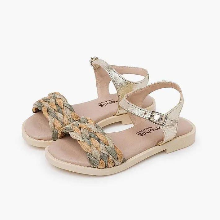 Sandalias<Pisamonas Sandalias Niña Y Mujer Pala Trenzada Con Hebilla Color Oro