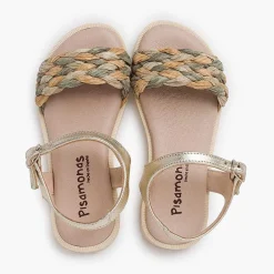 Sandalias<Pisamonas Sandalias Niña Y Mujer Pala Trenzada Con Hebilla Color Oro